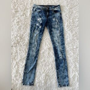 VIP Blue Skinny Jeans Distressed Design